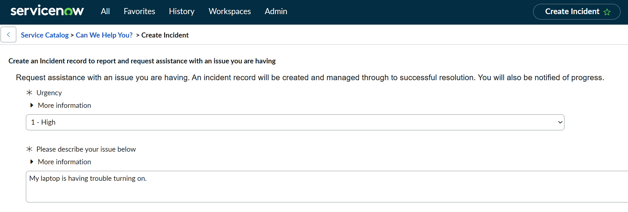 Incident Creation Form