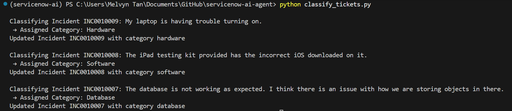 Python Classification Script